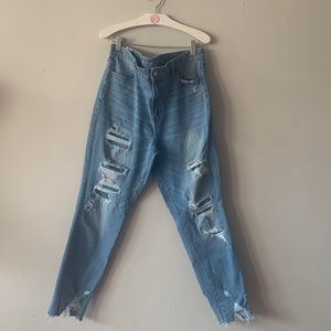 AMERICAN EAGLE Light Wash Distressed High Waist Skinny Jeans - Size 16